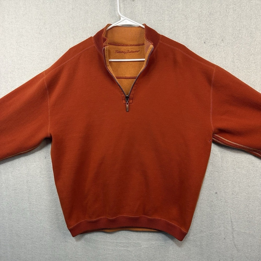 Tommy Bahama 1/4 Zip Pullover Orange Rust‎ Large/XLarge Sweatshirt Casual Top